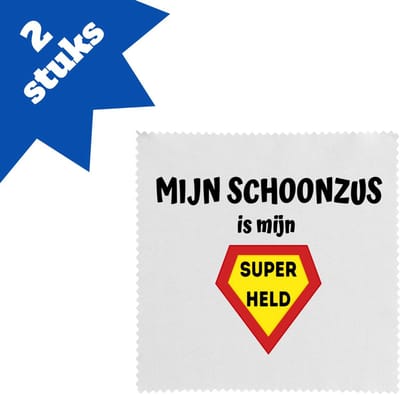 Akyol - mijn schoonzus is mijn superheld brillendoekjes - Zus - super schoonzus - verjaardag - cadeautje voor zus - zus artikelen - kado - geschenk - 17,8 bij 17,8 cm - 2 stuks