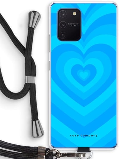 Case Company® - Hoesje met koord geschikt voor Samsung Galaxy Note 10 Lite hoesje met Koord - Hart Blauw - Telefoonhoesje met Zwart Koord - Bescherming aan alle Kanten en Over de Schermrand