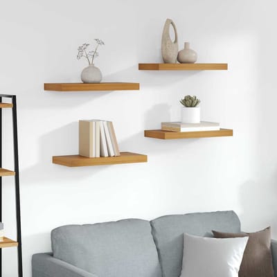 vidaXL - Wandplank - 4 - st - Bruin - 50 - x - 23,5 - x - 3,8 - cm - Bewerkt - hout