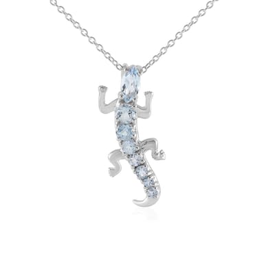 Cavill - Zilveren Halsketting - 925 Sterling Zilver Gerhodineerd - Hemelblauwe Topaas 1 314 ct Marquise Slijpsel - Gecko Design Elegante Damesketting