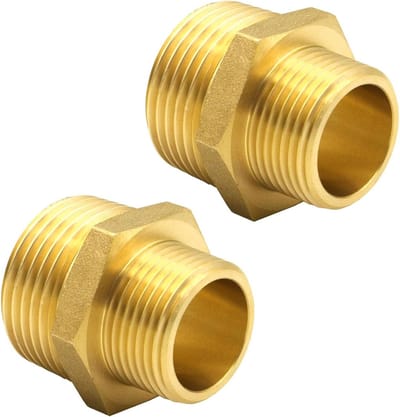 Dubbele Messing Nippel 3/4 inch AG x 1/2 inch AG, Reducer voor Pijpen, Geschikt voor Water en Industrie, Adapter voor Buizen en Verbindingen