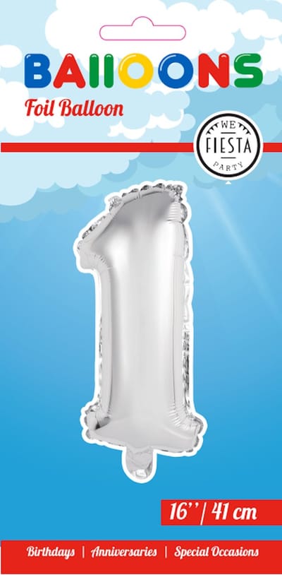 Folieballon 16" nmr. 1 - Zilver