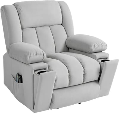 Elektrische Massagestoel - Massagefauteuil met Liftfunctie & Verwarmingsfunctie - Sta-opstoel - 8 Vibratiekoppen - Kantelbaar tot 135° - tot 150 kg - met Afstandsbediening - Relaxfauteuil - Relaxstoel - TV stoel - Grijs