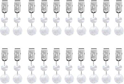 Kristalgordijn weegklemmen - Transparante bolvormige clips voor gordijnen - Hangende gewichtsklemmen - Set van 20 stuks - Voor gordijnen, tafelkleden en badgordijnen - Decoratieve klemmen - Metaalkleurig