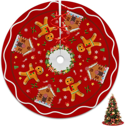 Dailygoody - Peperkoek Kerstboom Rok - Kerstdecoratie - Rood - Winterse Sfeer - Mooie Ornamenten - Perfect voor Feestdagen - 24 inches