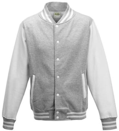 Just Hoods - Varsity Jacket - Heather Grey/White maat L
