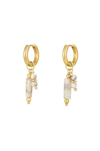 Oorbellen Stone Dangling - Beige