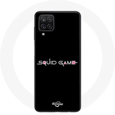 Samsung Galaxy A12 hoesje Inktvis Game logo Zwarte achtergrond zwart
