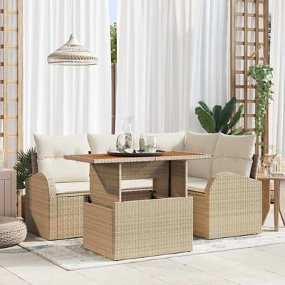 vidaXL - Tuinbank - Set - 5 - st - beige - en - crèmekleurig