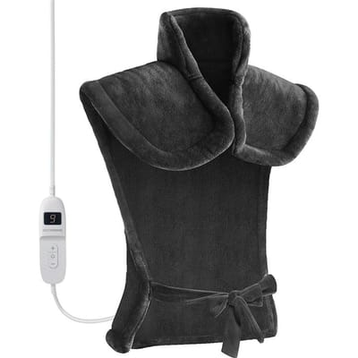 Seranova Verzwaard Elektrisch Warmtekussen voor Rug, Schouders en Nek - Heating Pad - Verwarmingskussen - 1.3KG - 100w - Grijs