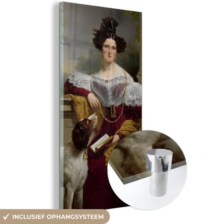 MuchoWow® Glasschilderij 20x40 cm - Schilderij acrylglas - Portret van Alida Christina Assink - Schilderij van Jan Adam Kruseman - Foto op glas - Schilderijen