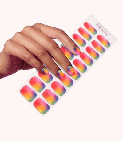 Pink Gellac UV Nagelstickers - Gellak Stickers 0054 Rainbow Flow - Nail Art Gel Stickers voor Nagels - 20 stuks in 10 maten
