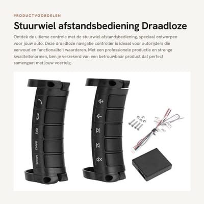 Dailygoods - Stuurwiel afstandsbediening - Draadloze navigatie controller - Eenvoudig te installeren - Zwart - Universeel voor auto - Professionele te...