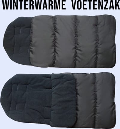 Allernieuwste.nl® Winterwarme Voetenzak voor Buggy en Kinderwagen - Universele Slaapzak Zwart/Zwart