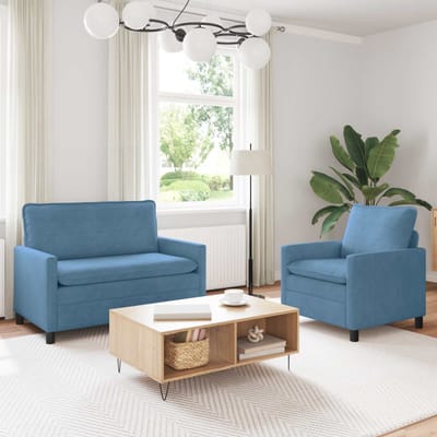 vidaXL - Bankstel - 2 - st - Blauw - Stof