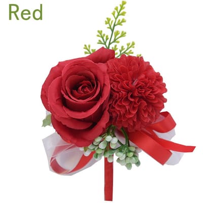 5 Kleuren Polsbloemen Bruid Bruidsmeisje Parel Zijdelint Feest Bruiloftsdecoratie Op de Pols Corsages Kunstmatige Rozen Bloem