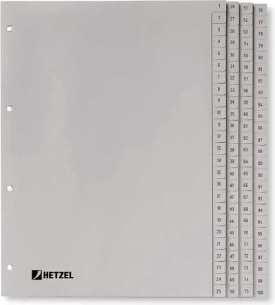 Rexel Polypropyleen Tabbladen Verstevigde Tabs A4 1-100 Grijs