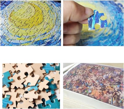Houten Legpuzzel - Puzzel Volwassenen - Ontspannend Vrije Tijd - Letters op Achterkant - 1000 Stukjes - Blauw