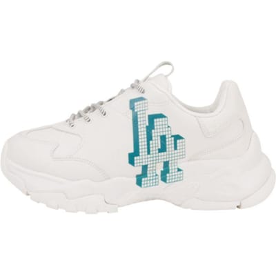 MLB Big Ball Chunky Cuir Los Angeles Dodgers Antidérapantes Résistantes à l'usure Légères Basse Top Dad Shoes Baskets Unisexe Blanc Bleu 32SHCD111-07I 39 white