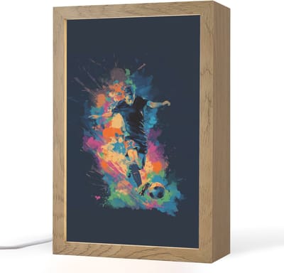 Nachtlampje 20x30 cm - Kinder lampje - Voetballer - Bal - Kleurexplosie - Abstract - Tafellamp kinderkamer - Slaapkamer lamp - Bedlamp kinderen - Kinderlampje stopcontact - Wandlamp babykamer - Nachtlampjes