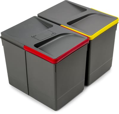 Emuca Recyclingcontainer voor keukenlade Recycle met geurdicht deksel, Hoogte 266, 1x15liter, Plastic Antracietgrijs