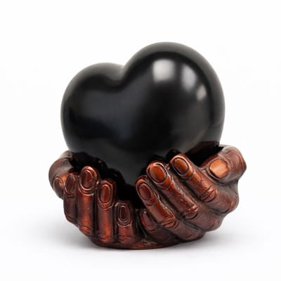 Urn Eeuwige Liefde Hart in Handen 750 ml Zwart Bronskleurig - Urn voor Menselijke As - Crematie Urn voor As Volwassenen - Dieren Urn voor As Crematie - Urn Hond - Urn Kat