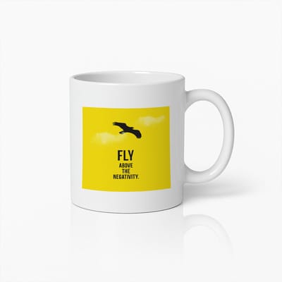 Fly Above the Negativity Mok 330ml – Inspirerende Koffiebeker Cadeau voor Positiviteit, Motivatie & Dagelijkse Energie