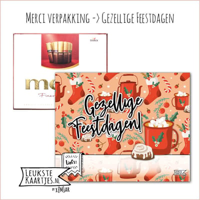 KaartKadootje Merci -> Feestdagen - No:07 (Merci Chocolade - Kerst - Gezellige Feestdagen - Warme chocolademelk, KerstSok met schrijfruimte) - LeuksteKaartjes.nl by xMar