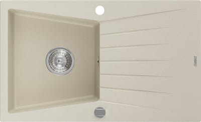 Mexen Cesar granieten spoelbak 1-komers met afdruiprek 775 x 470 , beige, sifon chroom - 6514771010-69
