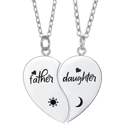 2 stuks Vader Dochter Zoon Hart Matching Ketting Roestvrij Staal Moeder En Kinderen Sieraden Cadeaus white