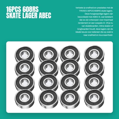 Dailygoods- Lagers 16PCS - Skateboard/Inline/Skates - ABEC 9 - Snelheid - Wielbearings - Zwart - Skateboardlagers