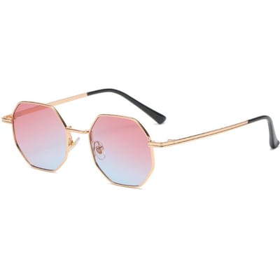 Polygon Metalen Zonnebril Vintage Frame UV400 Bescherming Luxe Merk Ontwerp Voor Vrouwen Mannen Spiegel Zonnebrillen Gold