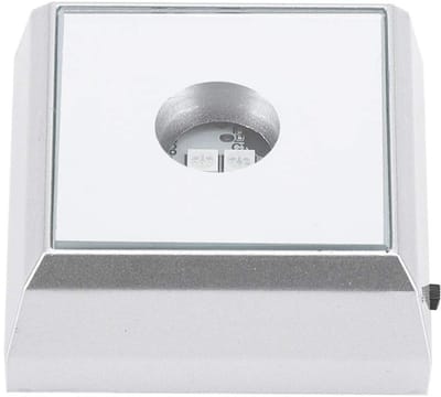 Dailygoods - LED-lichtbasis - Zilveren displaystandaard - Verlicht 3D-glaskunst - Vierkant ontwerp - Kleurverandering - Ideaal voor decoratie - Geschi...