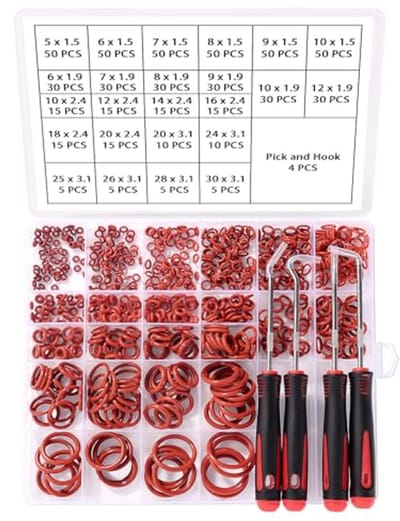 610 Stuks Rood Silicone O-ringen Assortimentset - Metrische Maten voor Afdichting en Reparatie