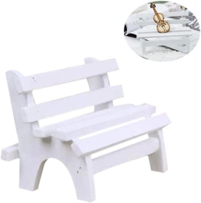 Miniatuur Bankje - Tuin Decoratie - Huis Decoratie - Houten Materiaal - Medium - Wit