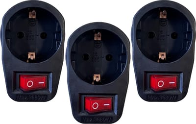 Benson Stopcontact adapter - 3x - zwart - met randaarde en schakelaar - verdeelstekkers