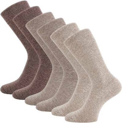 6 paar Katoenen Diabetessokken - Drukvrije boord - Naadloos - Dames/Heren - Bruin/Beige mix - Maat 39-42