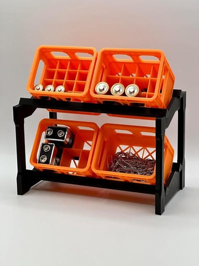 Batterij Kisten Set - Batterij Opbergers - Batterijen Sorteren - Set van Vier - Voor AA AAA - Oranje