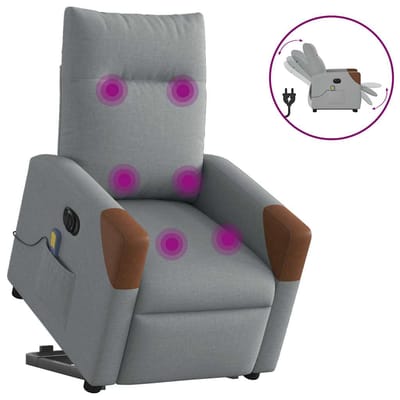 vidaXL - Sta-op-massagestoel - elektrisch - verstelbaar - stof - lichtgrijs