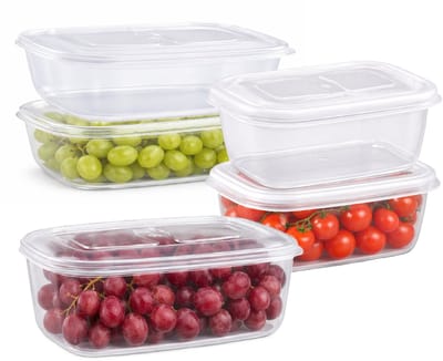 Plasticforte Vershoudbakjes set Classic - 5x stuks - vriezer en magnetron - kunststof - diverse maten - 500-800-1200 ml - nestbaar
