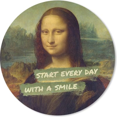Muismat rond 20x20 cm - Mousepad Mona Lisa - Quote - Da Vinci - Ronde muismatten