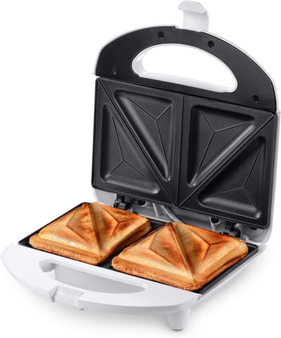 Sandwichmaker - Tosti Apparaat - Snelle Lunch - Non-stick Platen - 750 Watt - Zilver