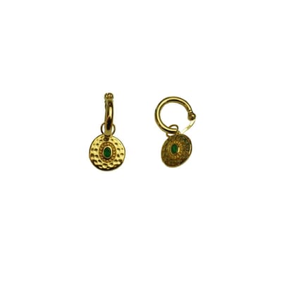 New Bling 9SIL-21006 Zilveren Oorringen met Hanger - Hamermotief - Zirkonia - 11mm - Oorring doorsnee 12mm - 18 krt Plating - Goudkleurig