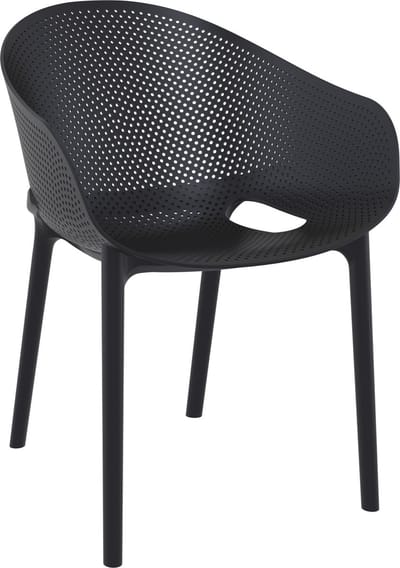 CLP Bistrostoel Sky Pro - Stapelbare Tuinstoel - Weerbestendig - Comfortabele Rugleuning - voor Tuin, Terras & Balkon - zwart