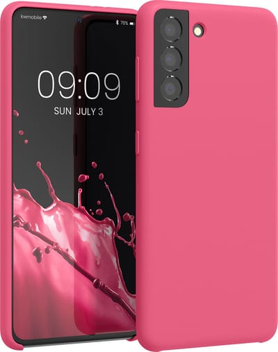 kwmobile telefoonhoesje geschikt voor Samsung Galaxy S21 - Hoesje met siliconen coating - Smartphone case in awesome pink