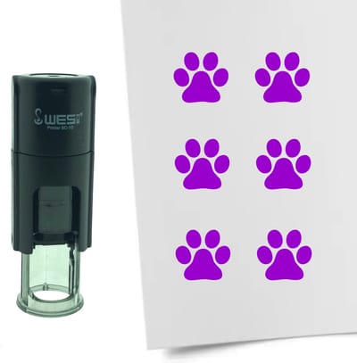 CombiCraft Stempel Hondenpoot van Hond 10mm rond - paarse inkt
