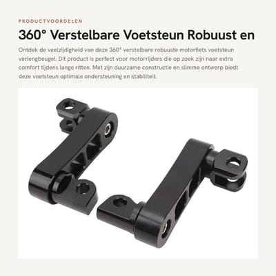 Dailygoods- Voetsteun Verstelbaar - Robuuste Motorfiets Voetsteun - Eenvoudige Installatie - Hoogwaardige Kwaliteit - Geschikt voor Rijders - Upgrade voor Comfort - Motorvoetsteun