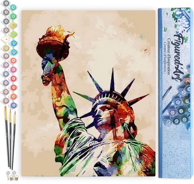 Figured'Art Schilderen op Nummer Volwassenen canvas Vrijheidsbeeld - Handwerk acrylverf Kit DIY Compleet - 40x50cm zonder frame