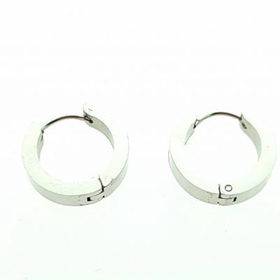 Aramat Jewels | Oorringen | Stalen Huggie Oorringen 14mm RVS Unisex | Hoekig-14x4mm | |7mm | Staal | Kinderen, Volwassenen | Verkleurd niet
