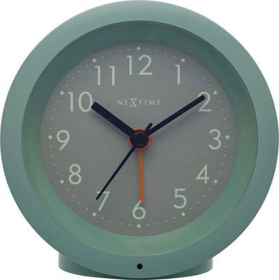 Tafelwekker Ø10,5 cm x 3,6 cm - Stil - Verlichte Wijzerplaat - Groenblauw - ABS - NeXtime Circle